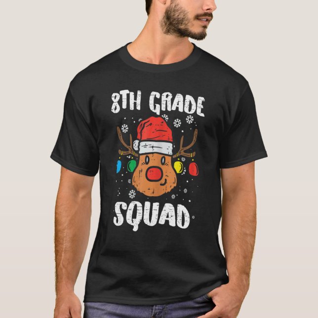 Camiseta 8th Grade Squad Reindeer  Teacher Christmas  1 (Anverso)