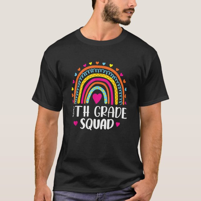 Camiseta 8th Grade Squad Teacher Student Rainbow 100th Day  (Anverso)
