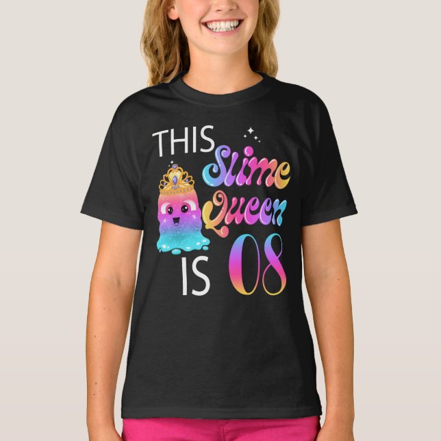 Camiseta 8th Slime Queen Birthday Gifts for Girls (Anverso)