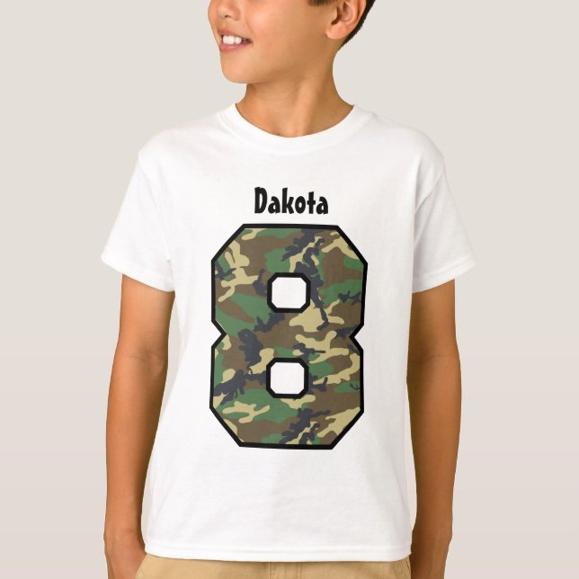 Camiseta 8vo Nombre de encargo de ocho años V04 de Camo del (Anverso)