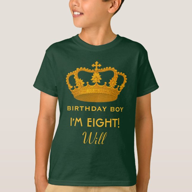 Camiseta 8vo Rey Custom Name Royal Crown W17 del cumpleaños (Anverso)