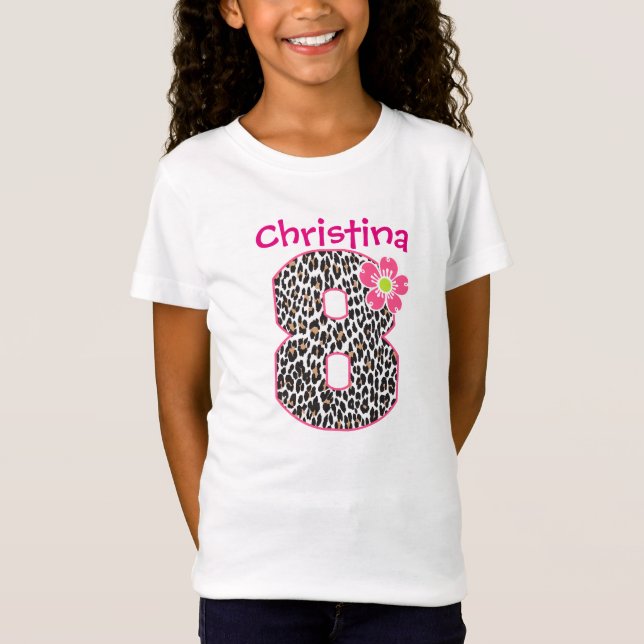Camiseta 8vo Rosas fuertes y estampado leopardo del chica (Anverso)