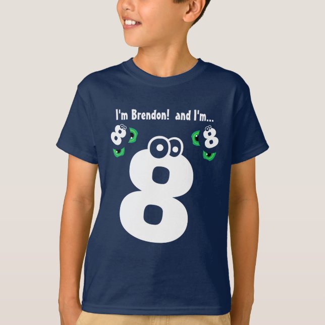 Camiseta 8vo VERDE número 2 de la diversión del cumpleaños (Anverso)