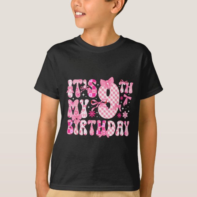 Camiseta 9º Cumpleaños Temático Coquette Cumpleaños Nueve A (Anverso)