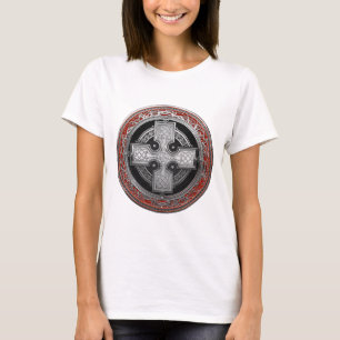 Camiseta [900] Antiguo cruz de nudo de plata sagrada celta