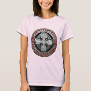 Camiseta [900] Antiguo cruz de nudo de plata sagrada celta