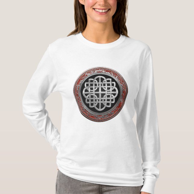 Camiseta [900] Cruz de nudo sagrado de plata celta (Anverso)