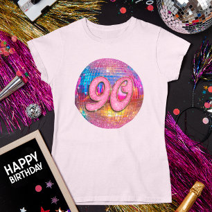 Camiseta 90.ª fiesta de cumpleaños Purpurina rosado dorado