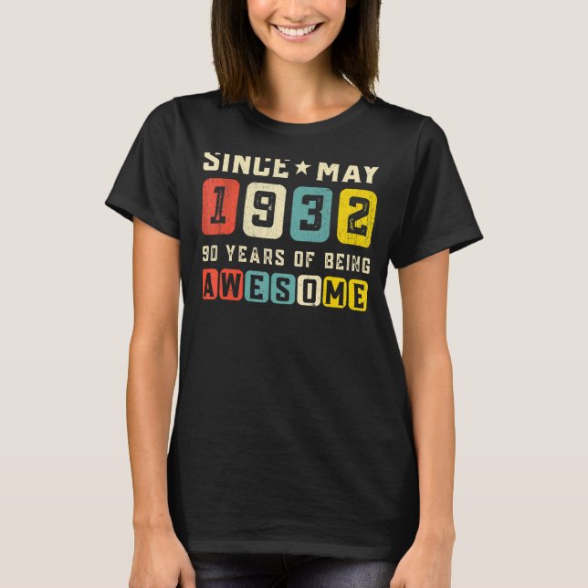 Camiseta 90.º cumpleaños increíble desde la época de mayo d (Anverso)