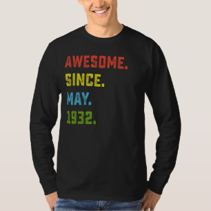 Camiseta 90.º cumpleaños increíble desde mayo de 1932 90 añ