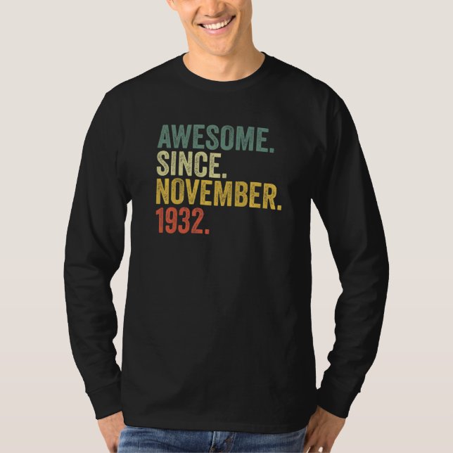 Camiseta 90.º cumpleaños increíble desde noviembre de 1932  (Anverso)