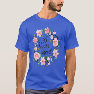 Camiseta 90 Años Amados 90 Años Floral 90 Años Cumpleaños M