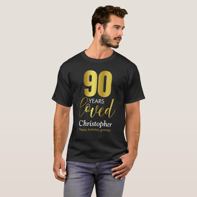 Camiseta 90 años amados 90 cumpleaños (Anverso completo)
