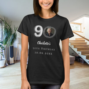 Camiseta 90 años foto de plata negra