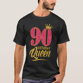 Camiseta 90 años Reina de cumpleaños 90 años Chica de coron