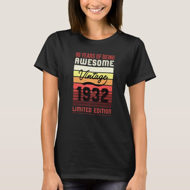 Camiseta 90 cumpleaños 1932 cumpleaños 90 (Anverso)