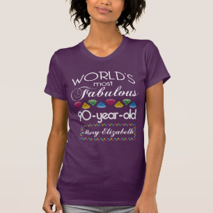 Camiseta 90.o Cumpleaños la mayoría de las gemas coloridas