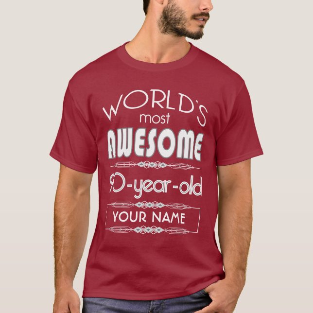Camiseta 90.o Del cumpleaños de los mundos marrón rojo (Anverso)