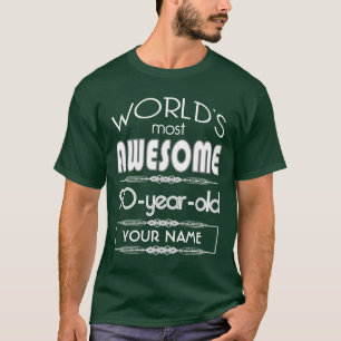 Camiseta 90.o Del cumpleaños de los mundos verde oscuro