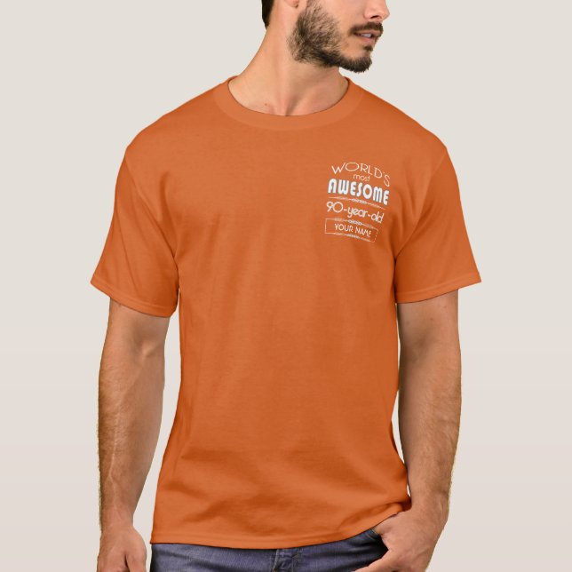 Camiseta 90.o Naranja fabuloso de la llama de los mundos (Anverso)