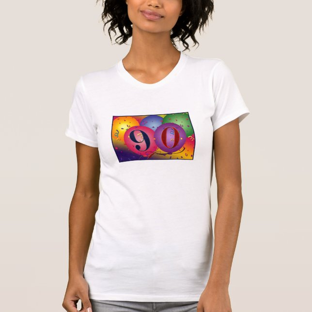 Camiseta 90.os globos felices del cumpleaños (Anverso)