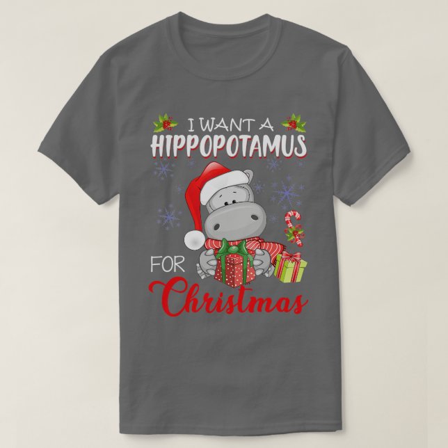 Camiseta 90 Quiero Un Hipopótamo Para Navidades Xmas Hippo (Diseño del anverso)