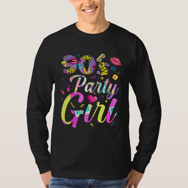 Camiseta 90 s party girl fancy dress and theme party costum (Anverso)
