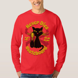 Camiseta 90, skateboard cat, skateboard nunca muere