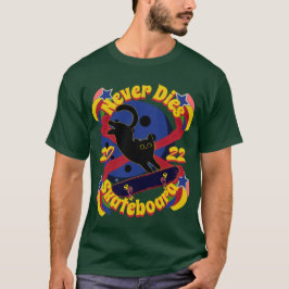 Camiseta 90, skateboard cat, skateboard nunca muere