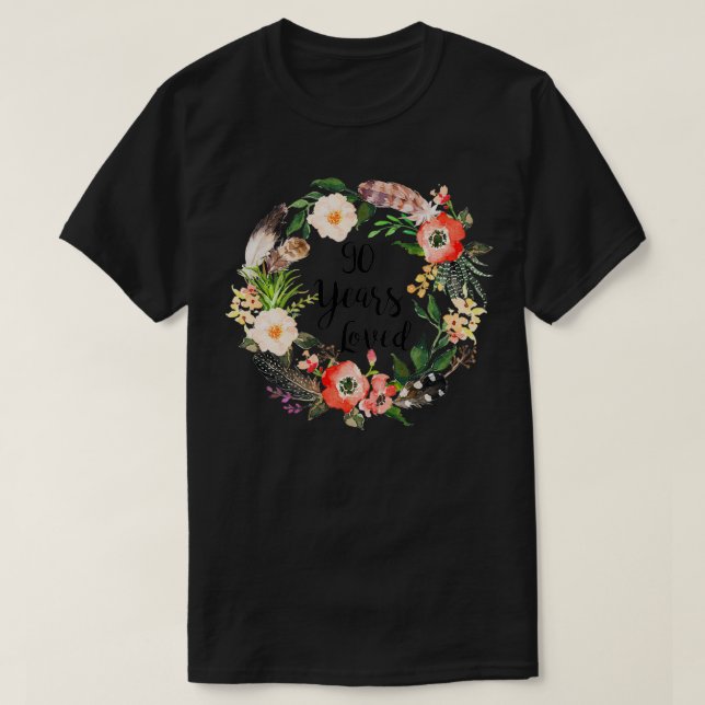 Camiseta 90 Years Loved, 90th Birthday Gifts For Women, Gra (Diseño del anverso)