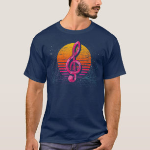 Camiseta 90s Art Music Treble Clef Synthwave Vaporwave Retr