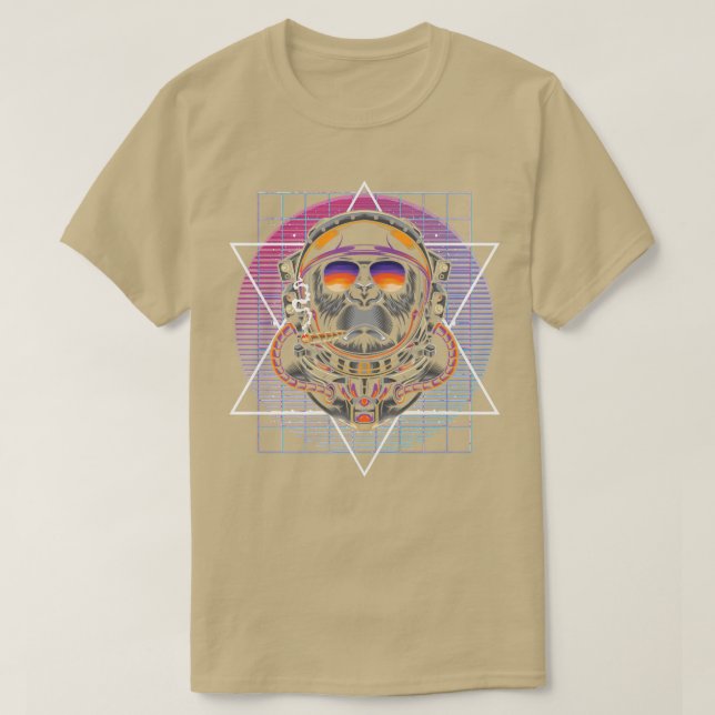 Camiseta 90s Art Synthwave Vaporwave Aesthetics Monkey Astr (Diseño del anverso)
