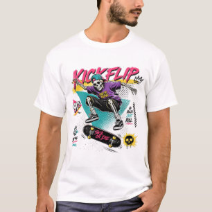 Camiseta 90s Retro Patineta Esqueleto Kickflip Rad