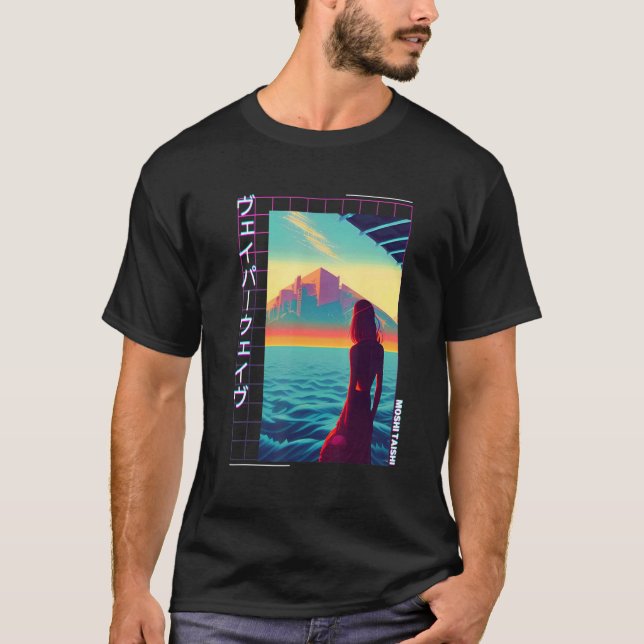Camiseta 90's Retro Synthwave Japanese Vaporwave Art Otaku  (Anverso)