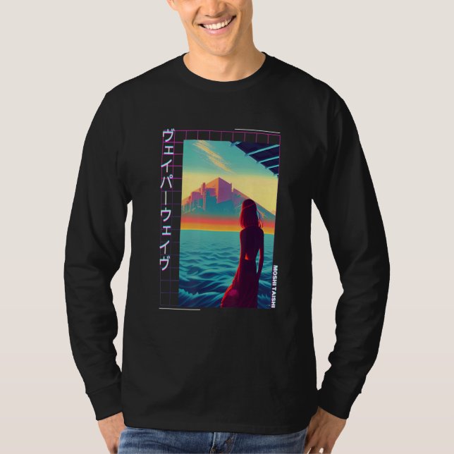 Camiseta 90's Retro Synthwave Japanese Vaporwave Art Otaku  (Anverso)