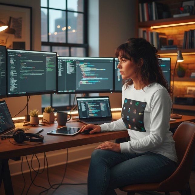 Camiseta 90s Retro Tech and Web Icon Pattern (Subido por el creador)