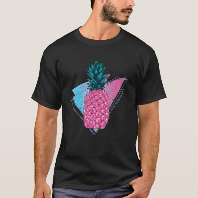 Camiseta 90s Vaporwave Tropical Summer Fruit Synthwave Pine (Anverso)