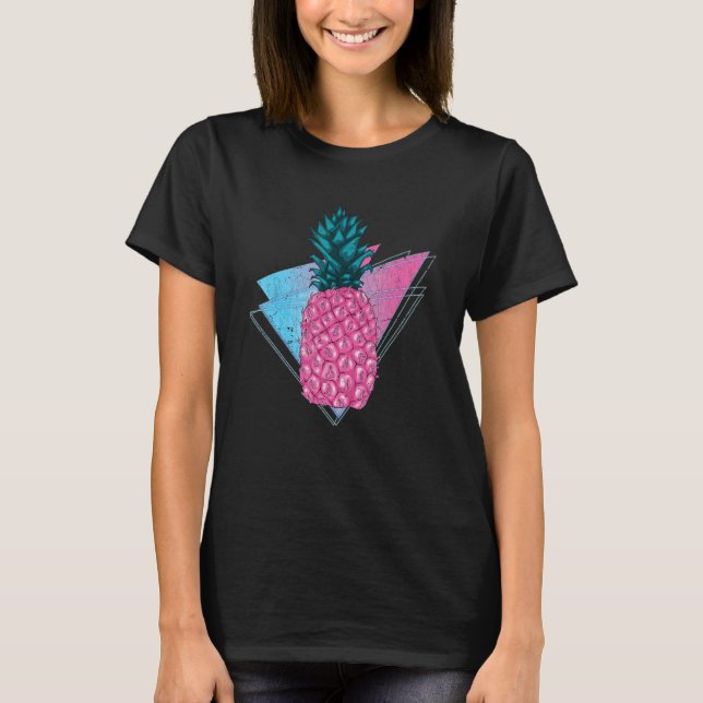 Camiseta 90s Vaporwave Tropical Summer Fruit Synthwave Pine (Anverso)