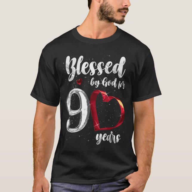 Camiseta 90th Birthday Blessed By God For 90 Years Birthday (Anverso)