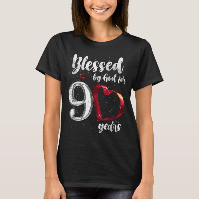 Camiseta 90th Birthday Blessed By God For 90 Years Birthday (Anverso)