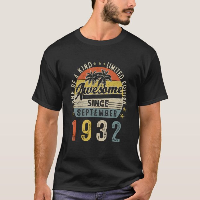 Camiseta 91º cumpleaños increíble desde septiembre de 1932  (Anverso)