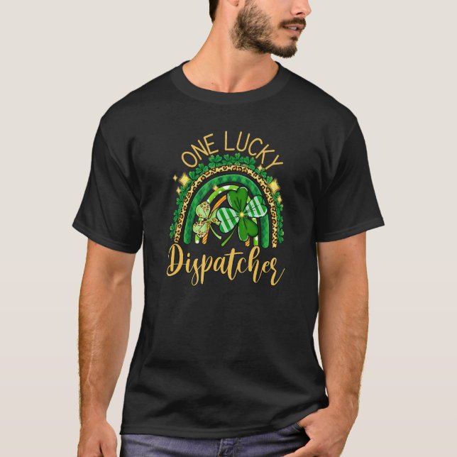 Camiseta 911 Dispatcher  Thin Gold Line St Patricks Day (Anverso)