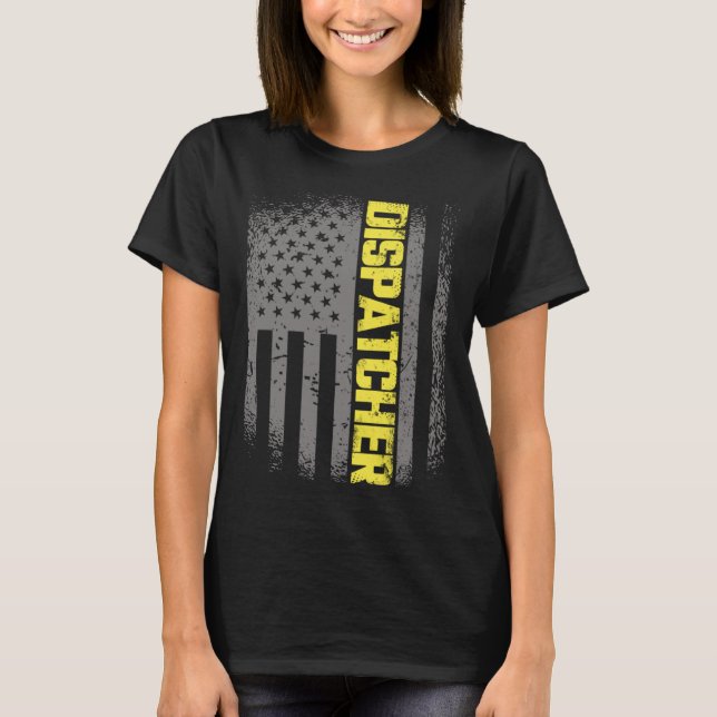Camiseta 911 Dispatcher Thin Gold Line US Flag Emergency Di (Anverso)