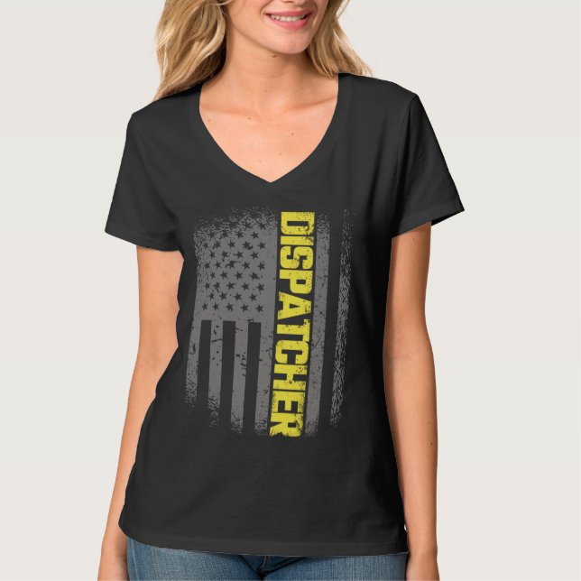 Camiseta 911 Dispatcher Thin Gold Line US Flag Emergency Di (Anverso)