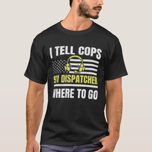 Camiseta 911 Dispatcher Thin Yellow Line Dispatch US Americ (Anverso)