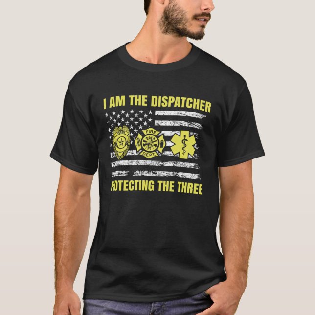 Camiseta 911 Dispatcher Thin Yellow Line Dispatch US Americ (Anverso)