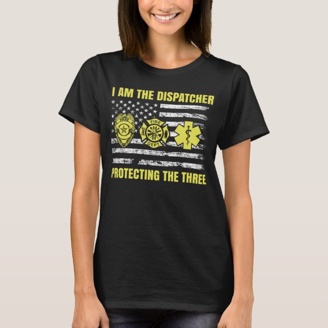Camiseta 911 Dispatcher Thin Yellow Line Dispatch US Americ (Anverso)