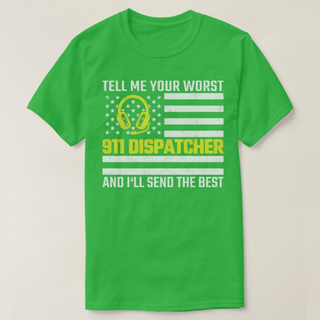 Camiseta 911 Dispatcher US Flag Thin Gold Line Emergency Di (Diseño del anverso)