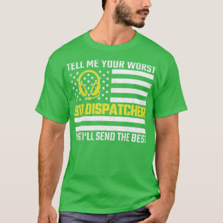 Camiseta 911 Dispatcher US Flag Thin Gold Line Emergency Di