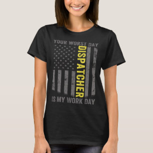 Camiseta 911 Operador Bandera de Estados Unidos Delgado de